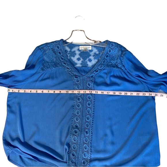 JohnPaulRichard Petites gauze and lace blouse china blue size petite XL - Picture 11 of 16